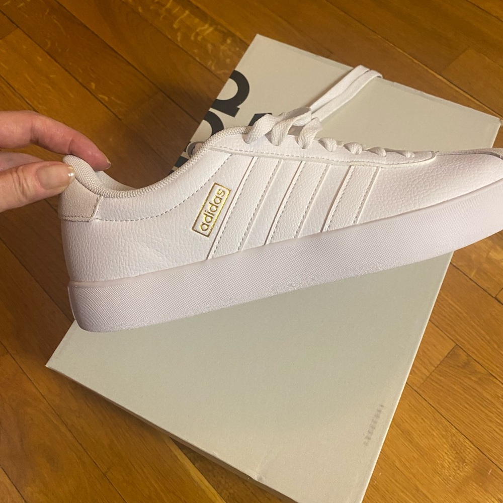 Adidas White and Beige Court Sneakers - Picture 5 of 8